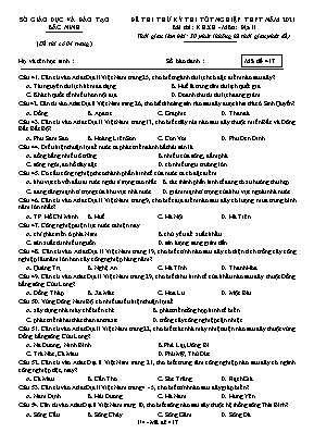Đề thi thử Tốt nghiệp THPT môn Địa lí - Mã đề 417 - Năm học 2020-2021 - Sở giáo dục và đào tạo Bắc Ninh (Có đáp án)